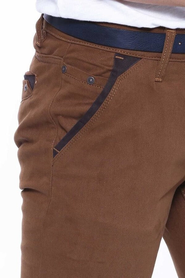 WSS Gabardin Pockets Brown Men Pants  - Singen