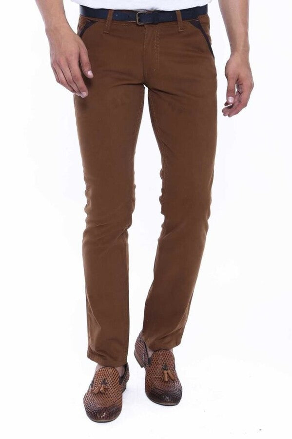 WSS Gabardin Pockets Brown Men Pants  - Singen