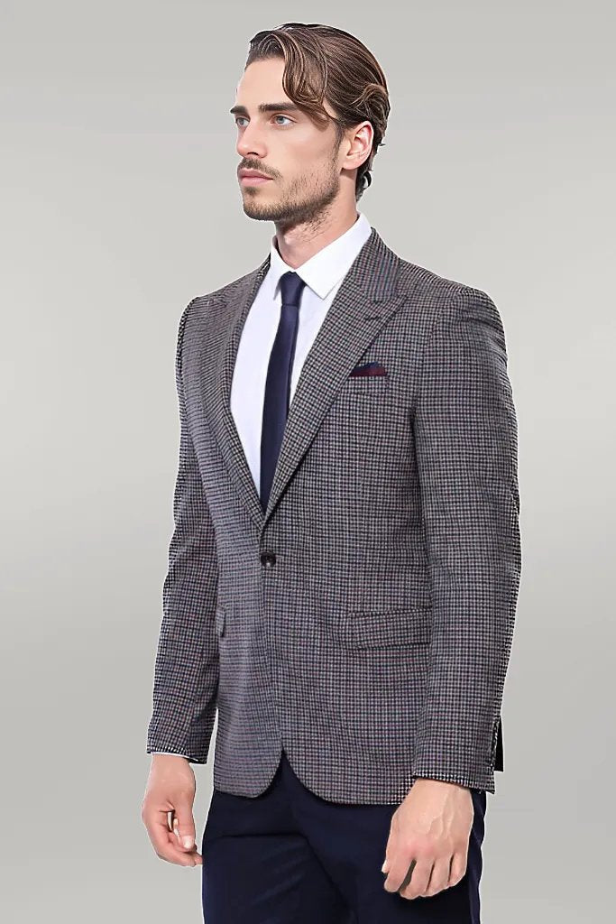 سترة WSS Gingham Slim Fit باللون البني للرجال - سينجين