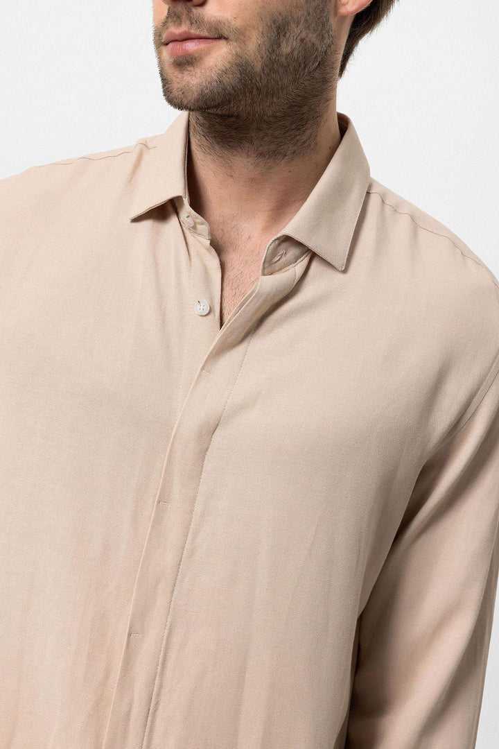 ANT Hidden Button Linen Blend Men's Shirt - Sorel-Tracy