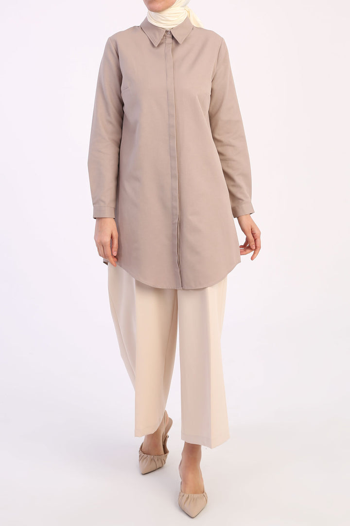 TLD Women Allday Mink Hidden Snap Shirt Tunic - قرطبة