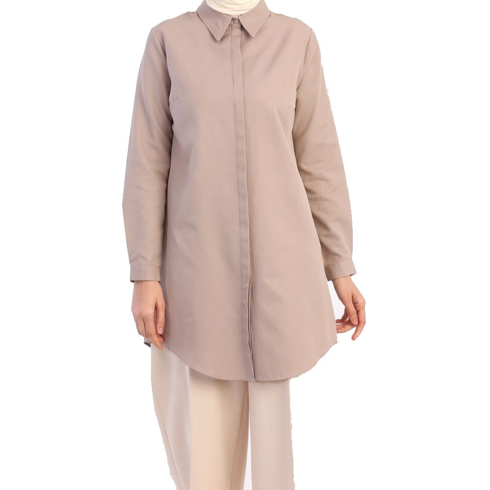 TLD Women Allday Mink Hidden Snap Shirt Tunic - قرطبة