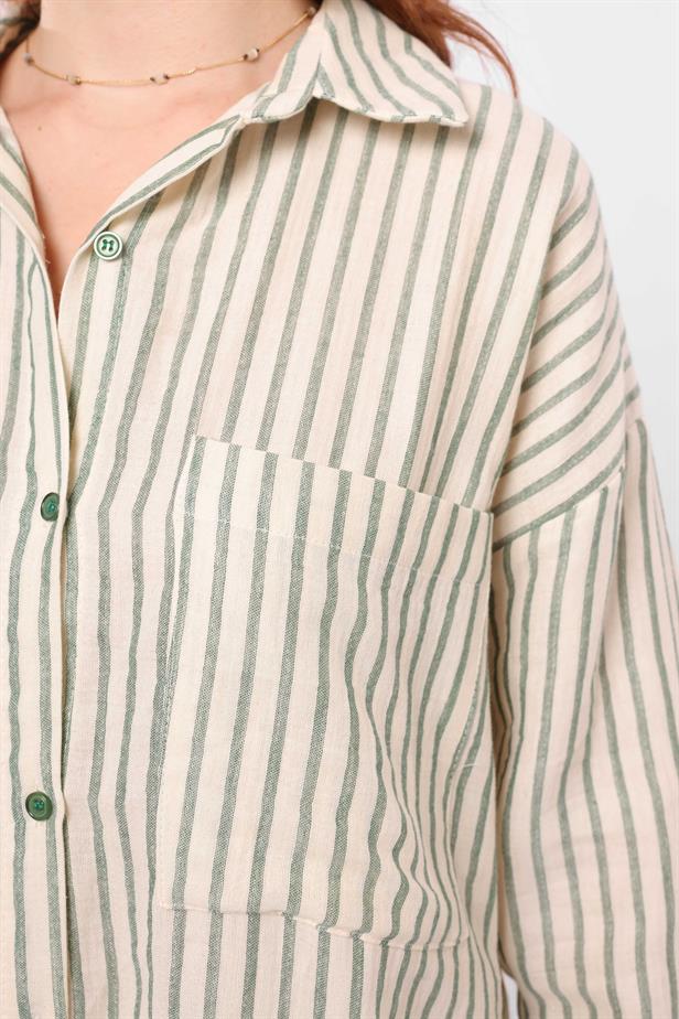 RYN Wholesale Striped Shirt Beige Green - Carmichael