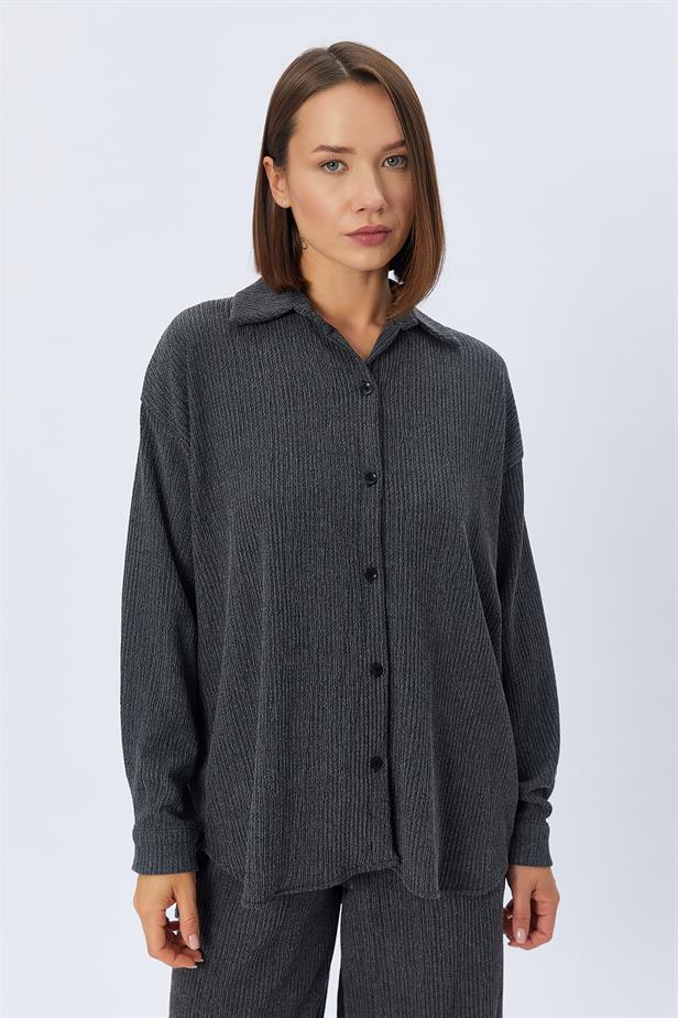 RYN Knitted Oversized Shirt - BLACK - Münster