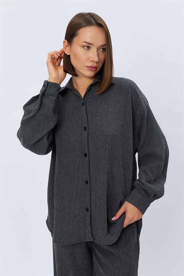 RYN Knitted Oversized Shirt - BLACK - Münster