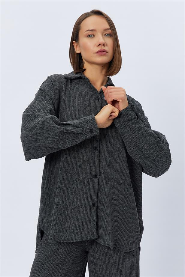 RYN Knitted Oversized Shirt - BLACK - Münster