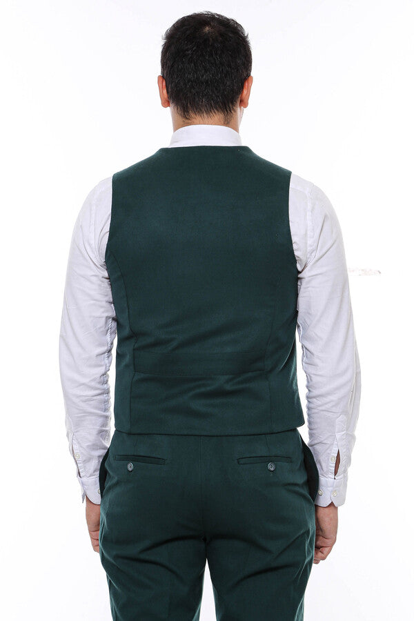 WSS Green Plain 8 Buttoned Vest  - Singen