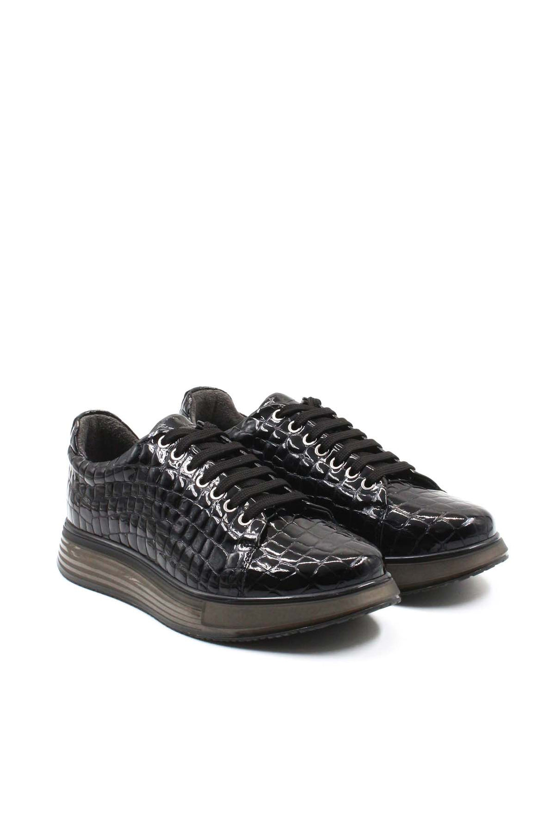 FST Genuine Leather Men's Casual Shoes 132MA0161 Black Crocodile - Torres Vedras