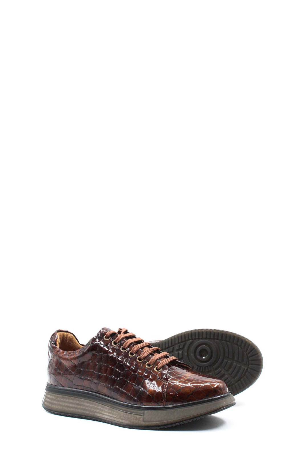 FST Genuine Leather Men's Casual Shoes 132MA0161 Brown Crocodile - Lancaster