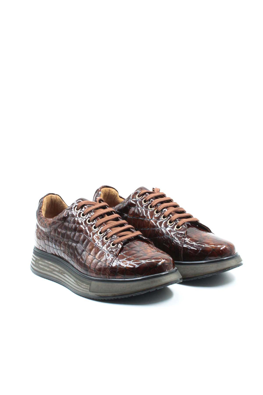 FST Genuine Leather Men's Casual Shoes 132MA0161 Brown Crocodile - Lancaster