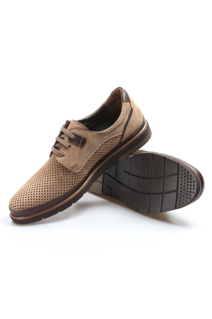 FST Genuine Leather Men's Casual Shoes 711MA140-2291 Beige Nubuck Brown - Santiago Tianguistenco