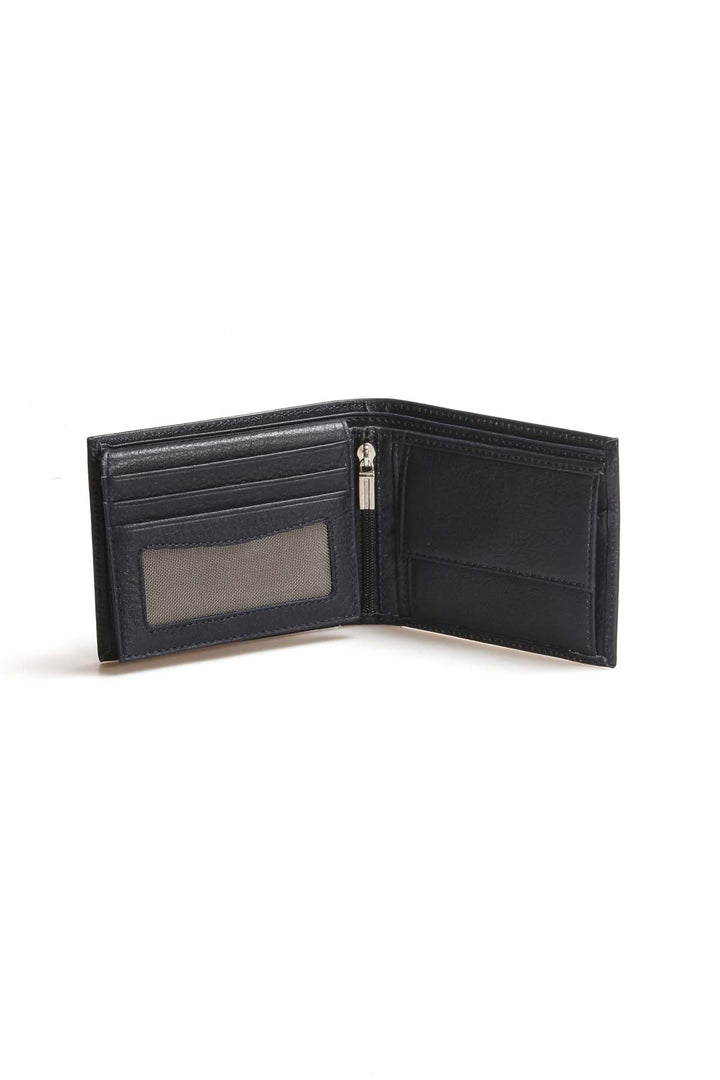 FST Genuine Leather Men's Wallet Accessory 779CA1534 Navy Blue - Smethwick