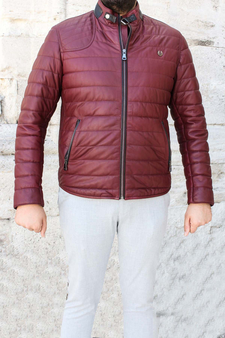 FST Genuine Leather Men's DERİMONT Leather Jacket 900DMA3312 Burgundy - Mühlhausen