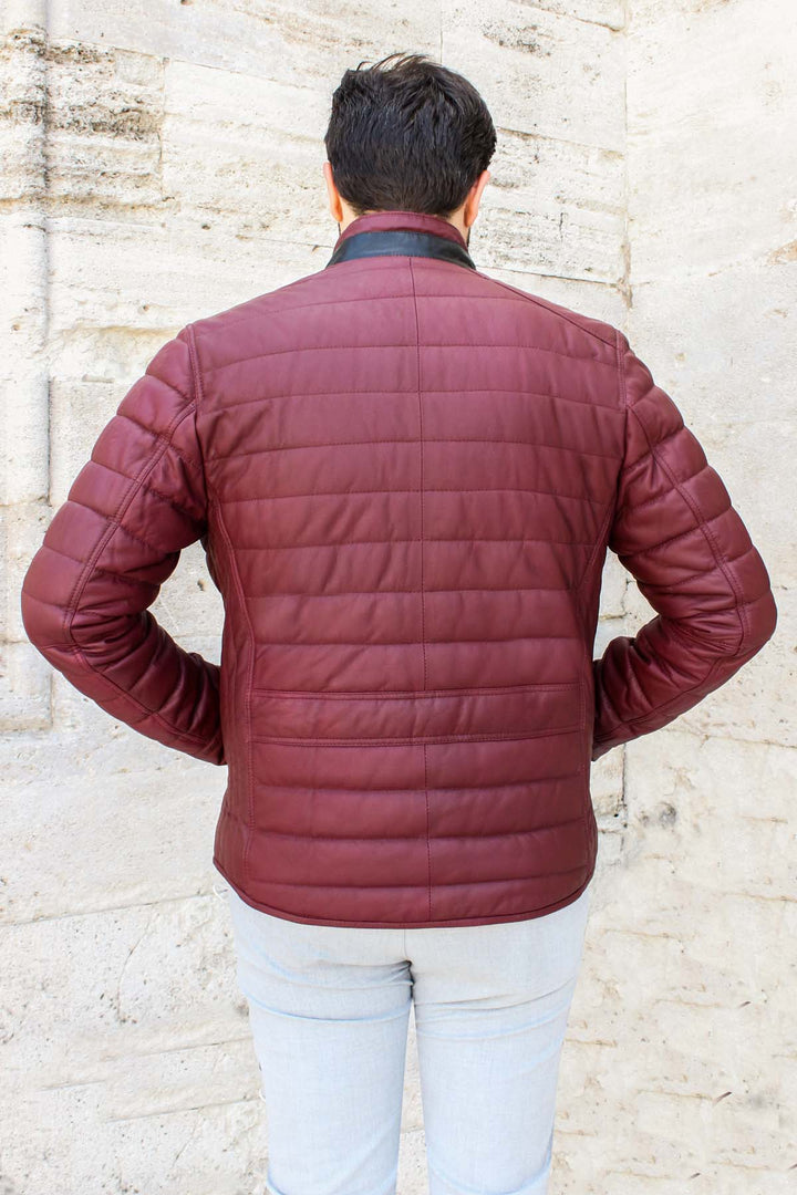 FST Genuine Leather Men's DERİMONT Leather Jacket 900DMA3312 Burgundy - Mühlhausen