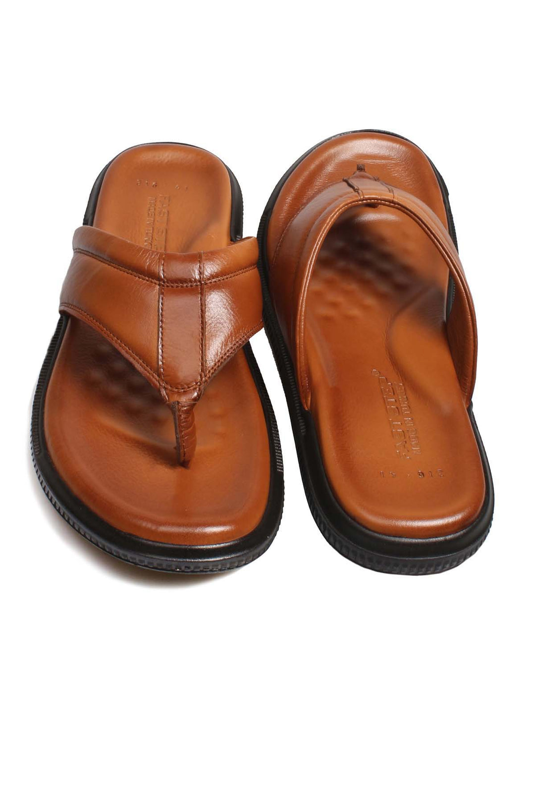 FST Genuine Leather Men's Flat Slippers 018MAG-316 Taba Orlondo - León de los Aldama