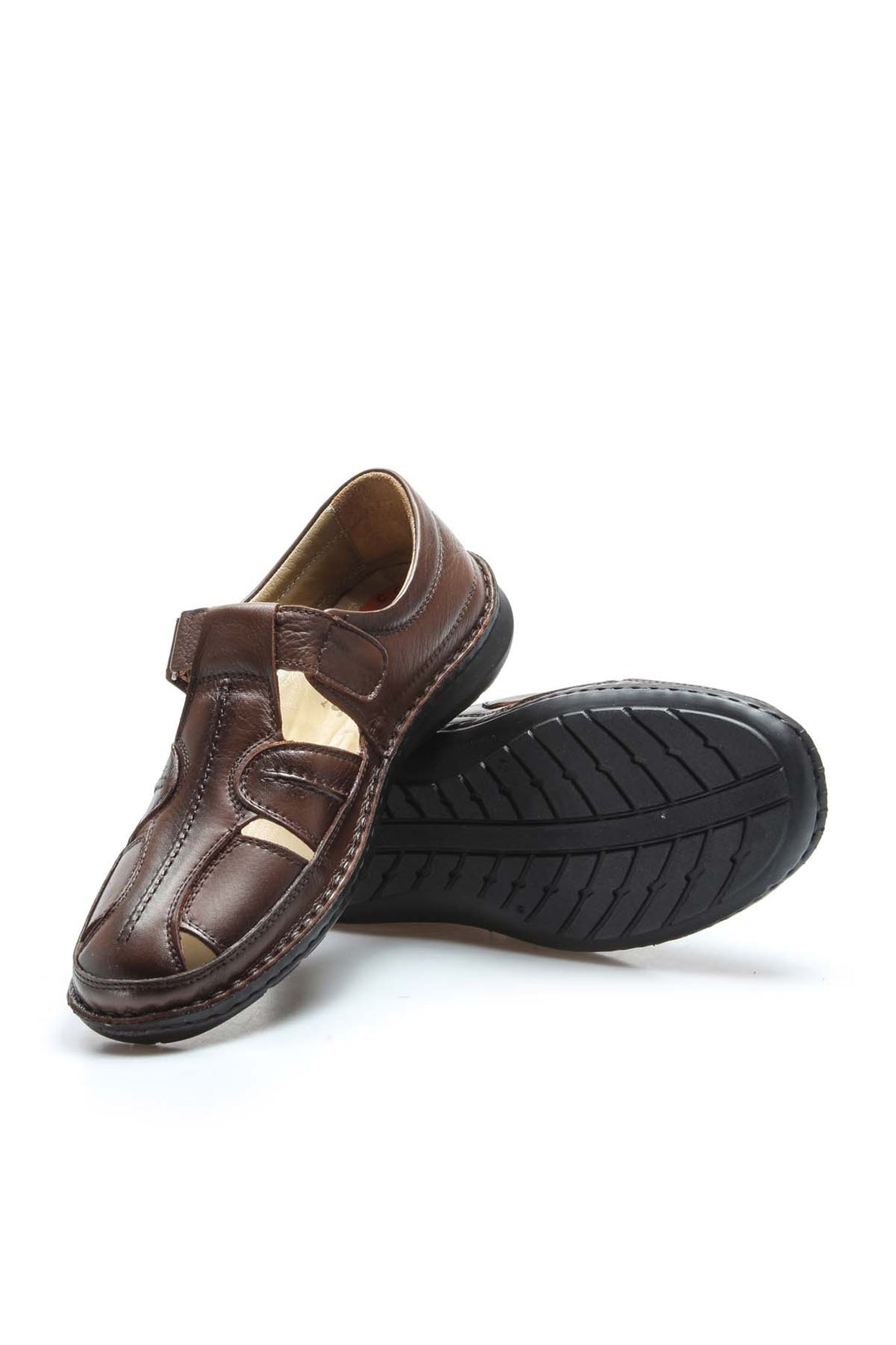 FST Genuine Leather Men's Classic Sandal 662MA119B Brown - Mâcon