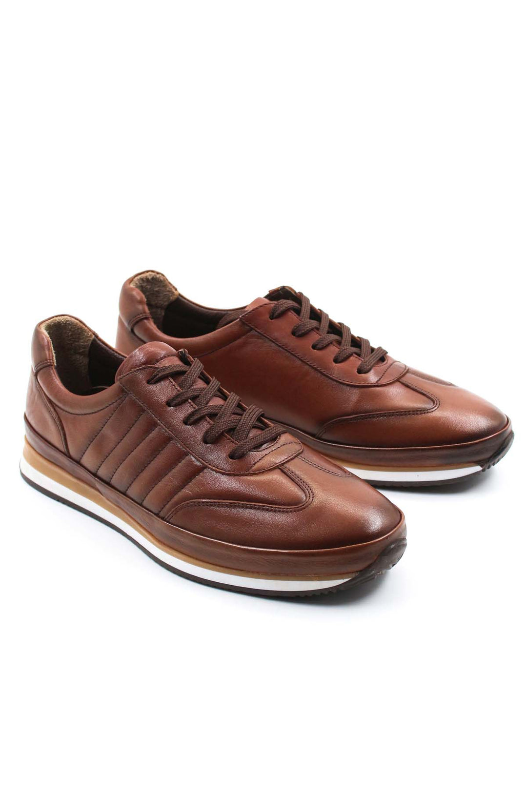 FST Genuine Leather Men's Sneakers 154MA709DK Brown - Pocatello