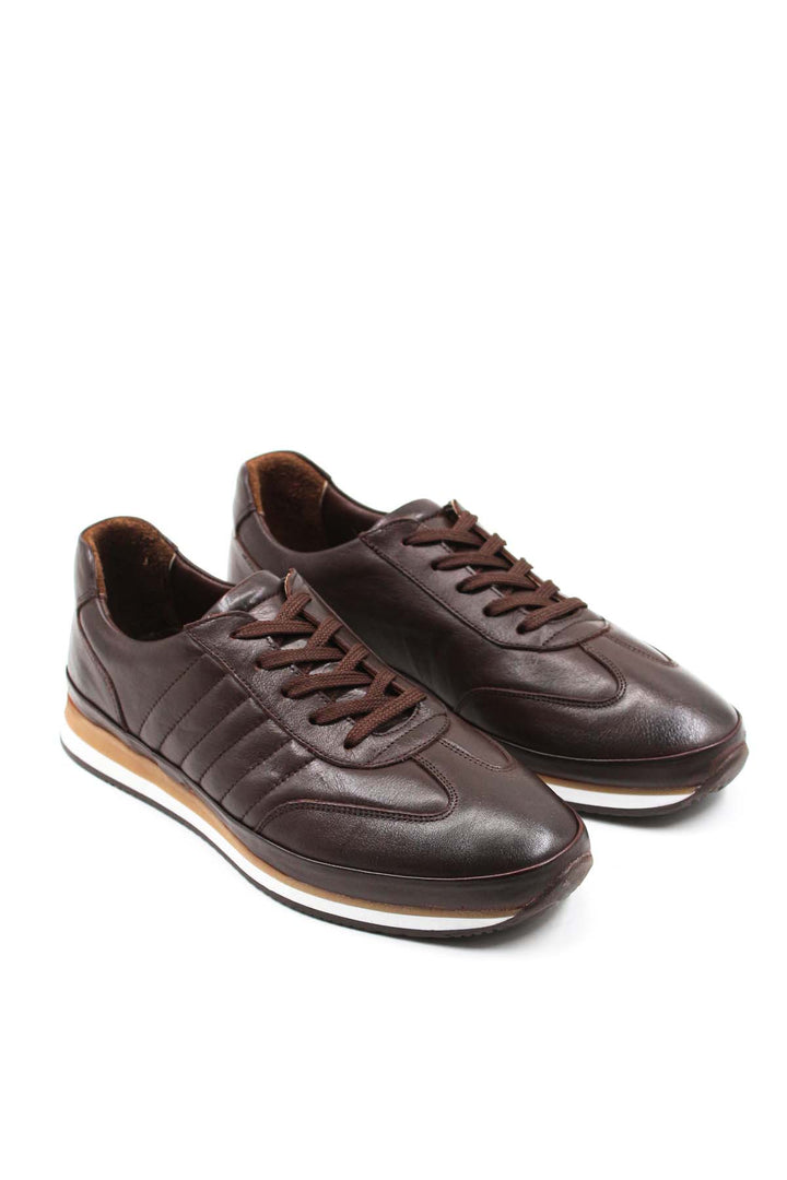 FST Genuine Leather Men's Sneakers 154MA709DK Brown - Bilbao