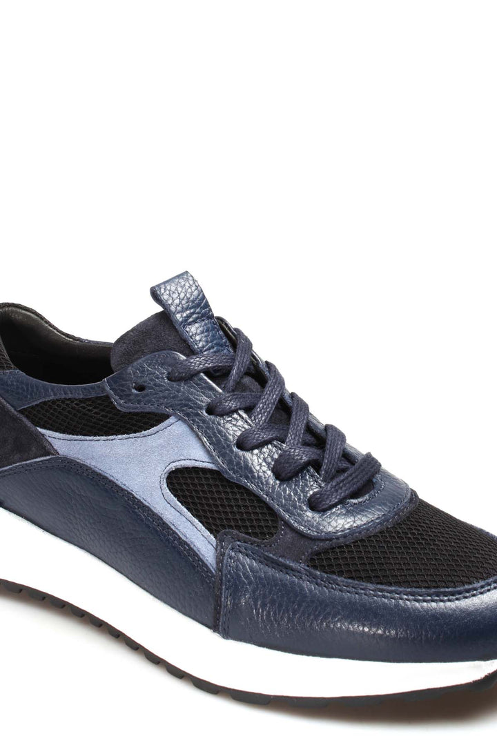 FST Genuine Leather Men's Sneakers 582MA523 Navy Blue - Welling