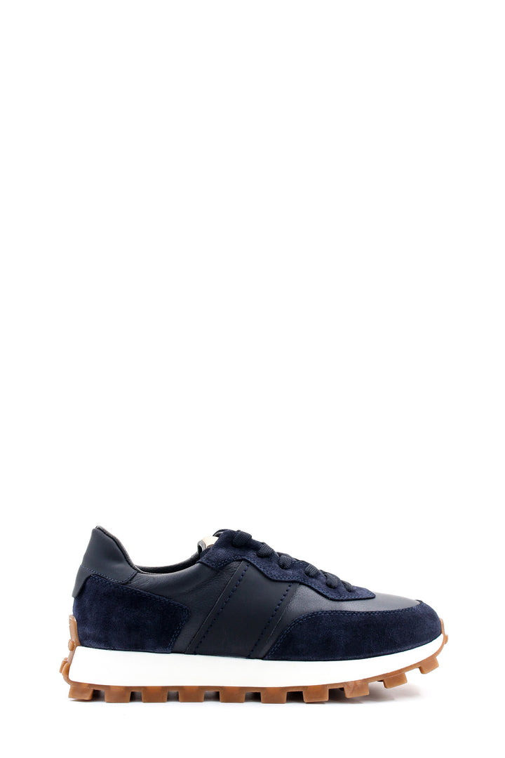 FST Genuine Leather Men's Sneakers 723MA3544 Navy Blue - Wayne