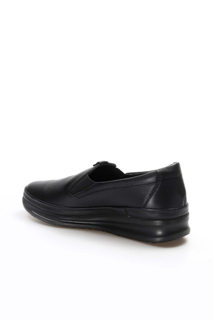 FST Genuine Leather Women's Ballerina Shoes 864ZA1201 Black - Mission