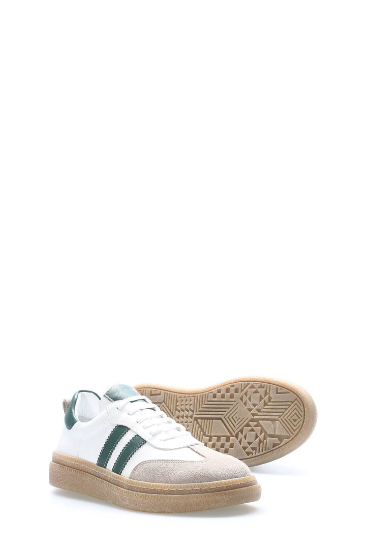 FST Genuine Leather Women's Casual Shoes 408ZA772 White Green - Lancaster