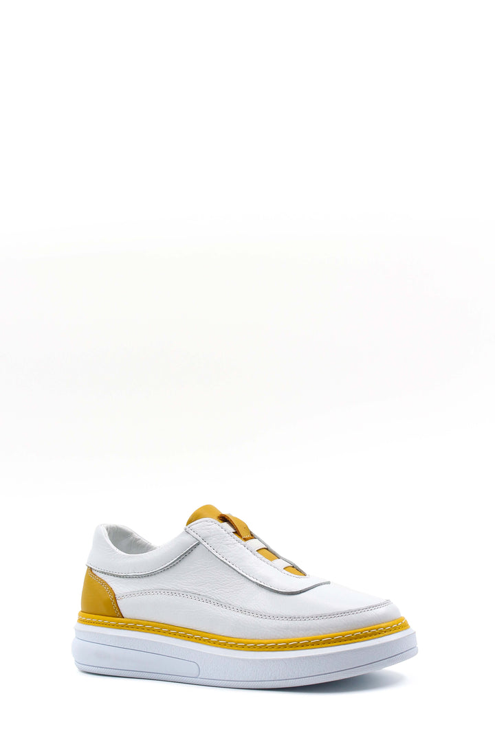 FST Genuine Leather Women's Casual Shoes 583ZA7024 White Yellow - Portsmouth