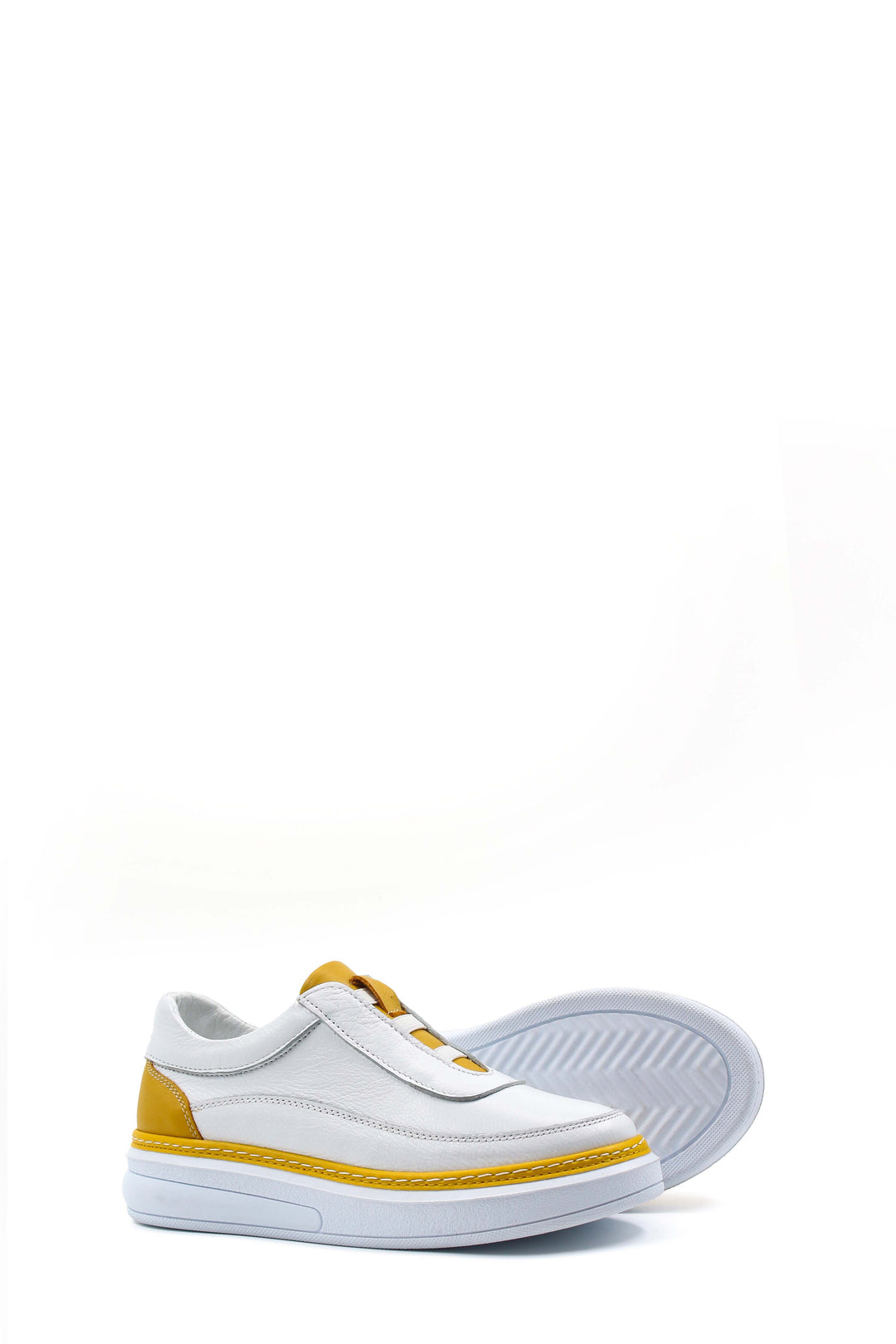 FST Genuine Leather Women's Casual Shoes 583ZA7024 White Yellow - Portsmouth