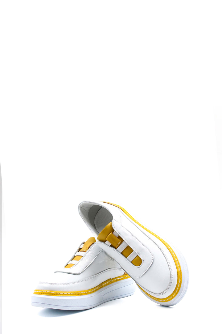 FST Genuine Leather Women's Casual Shoes 583ZA7024 White Yellow - Portsmouth