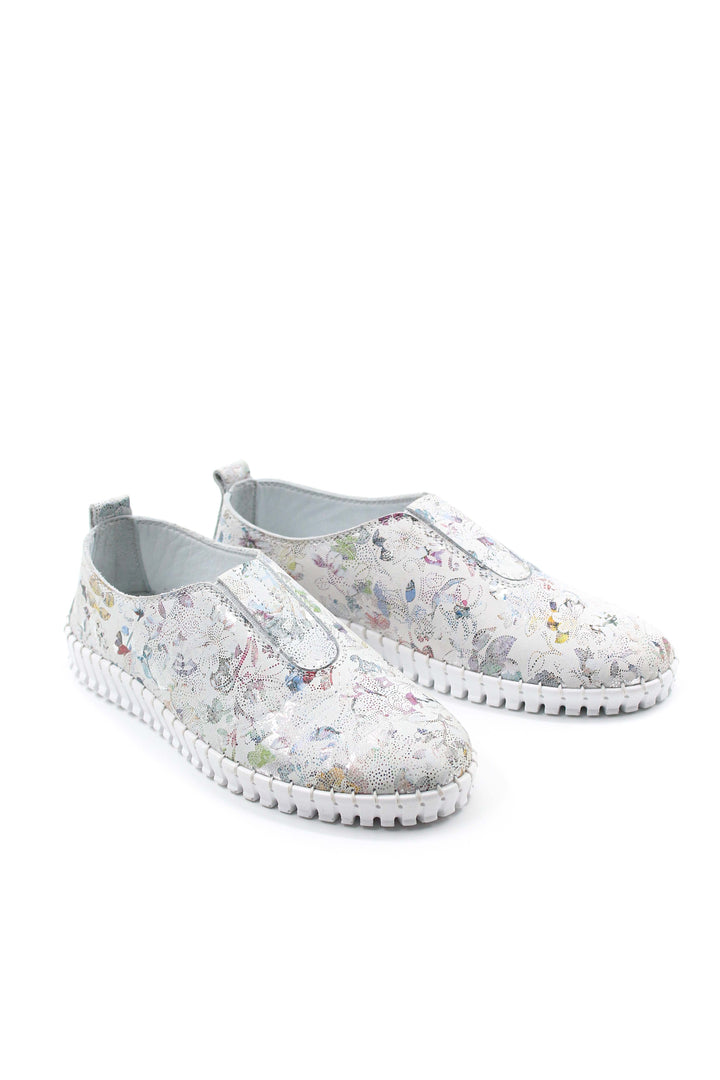 FST Genuine Leather Women's Casual Shoes 934ZA106 White Floral - Urmston