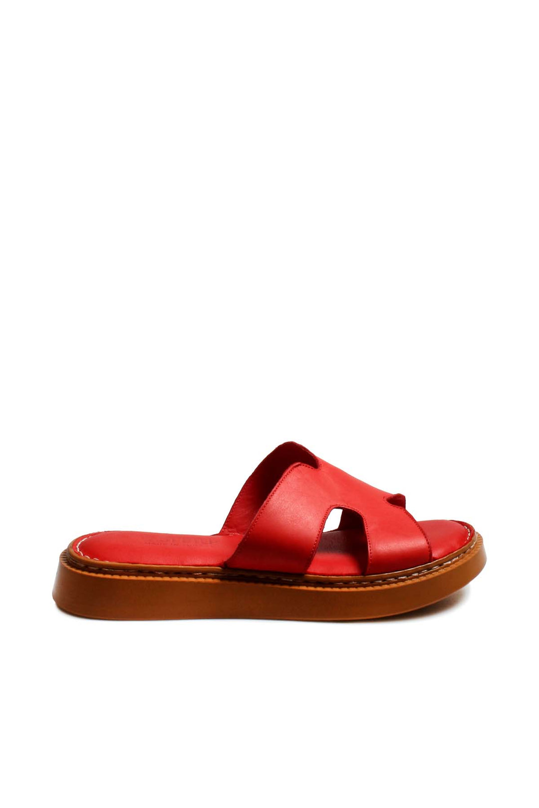 FST Genuine Leather Women's Flat Slippers 621ZA858 Red - Baldwin Park