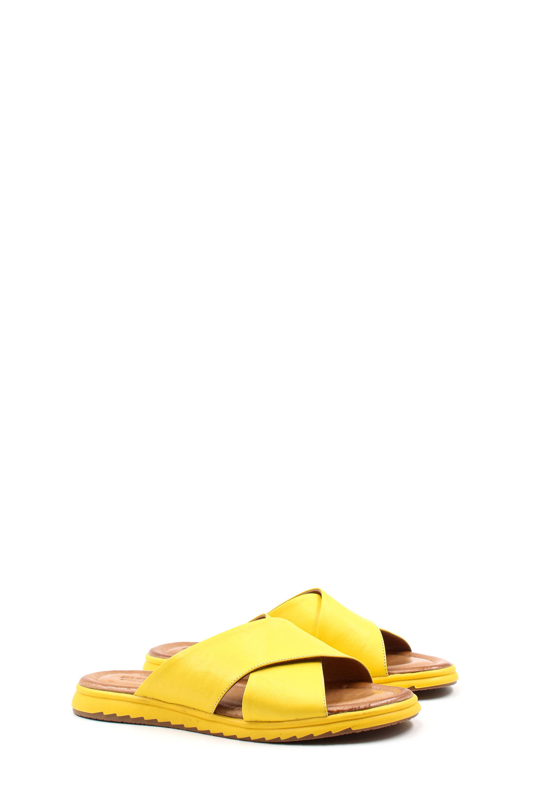 FST Genuine Leather Women's Flat Slippers 657ZA2444 Yellow - Chorley