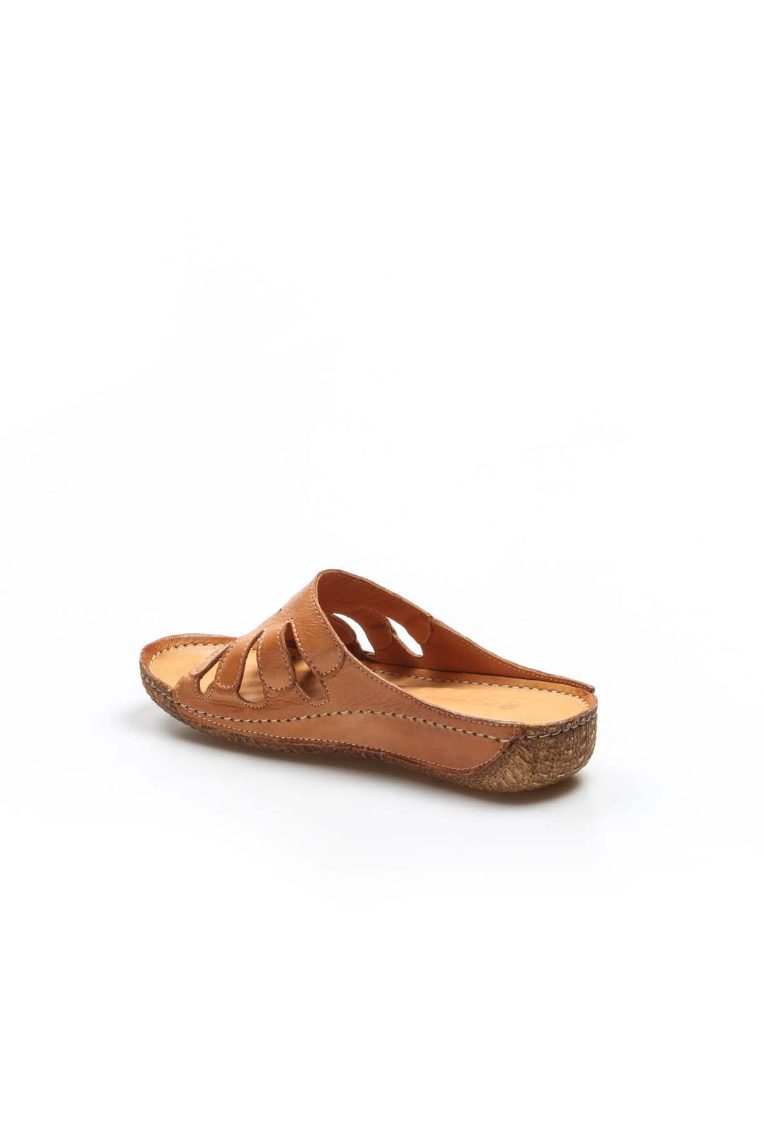 FST Genuine Leather Women's Flat Slippers 763ZA03 Brown - San Marcos