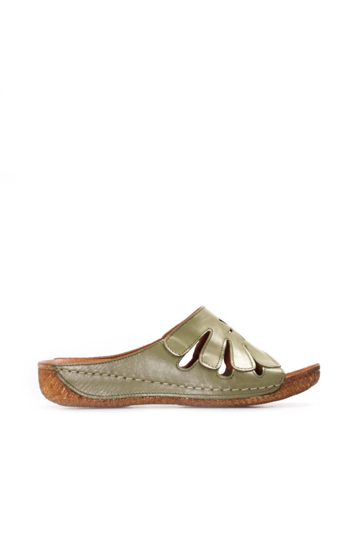 FST Genuine Leather Women's Flat Slippers 763ZA03 Avocado - Aranjuez