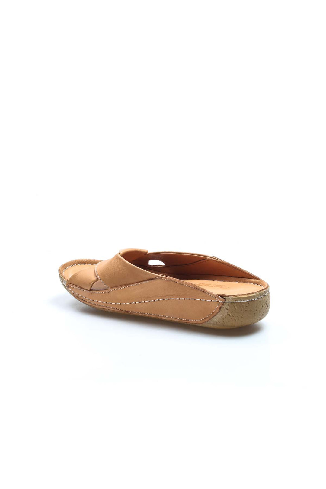 FST Genuine Leather Women's Flat Slippers 864ZA600 Brown - Washington