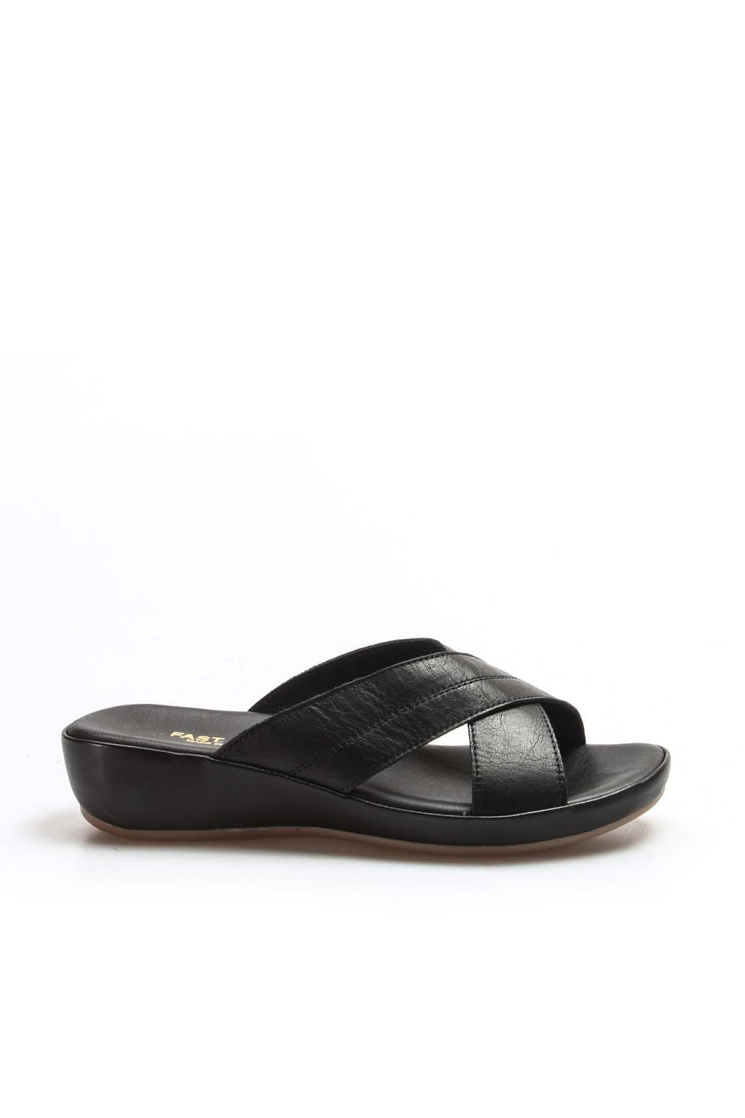 FST Genuine Leather Women's Flat Slippers 864ZAR03 Black - Bridgeport