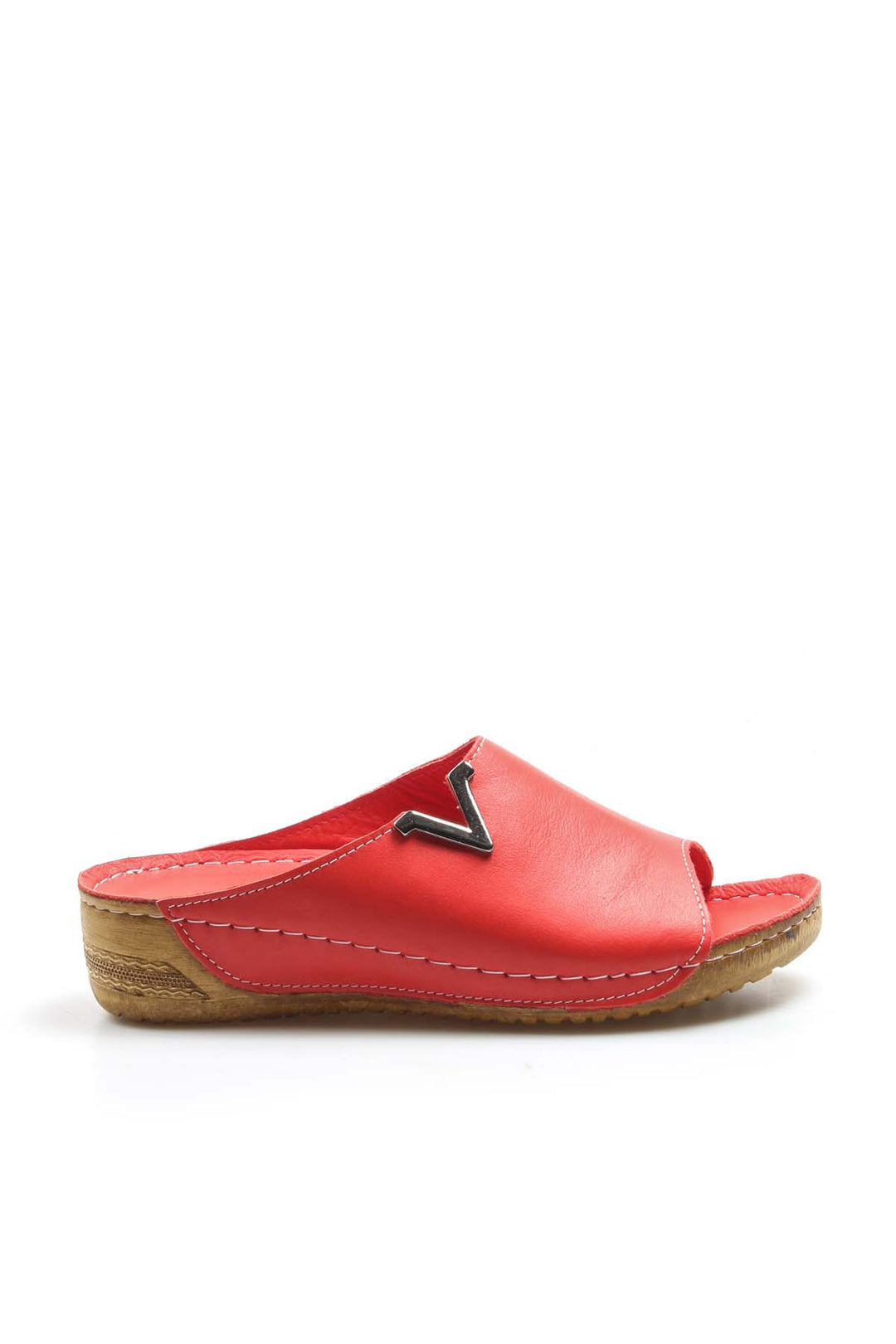 FST Genuine Leather Women's Flat Slippers 972ZA211 Red - Lynwood