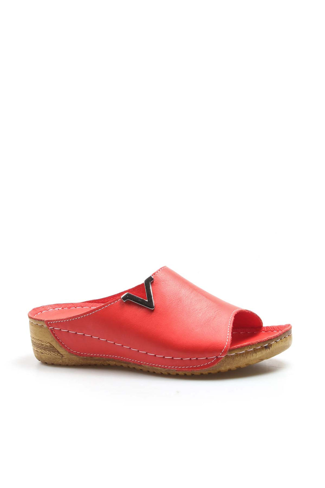 FST Genuine Leather Women's Flat Slippers 972ZA211 Red - Lynwood