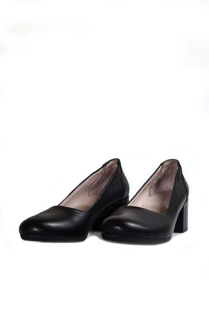 FST Genuine Leather Women's Thick Heeled Shoes 889ZA5370 Black - Fedosiia