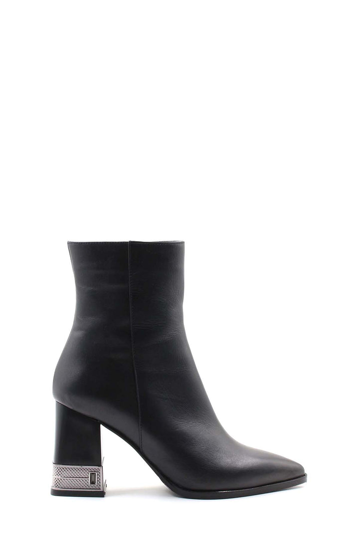 FST Genuine Leather Women's Chunky Heel Boot 010SZA7861 Black - Rho