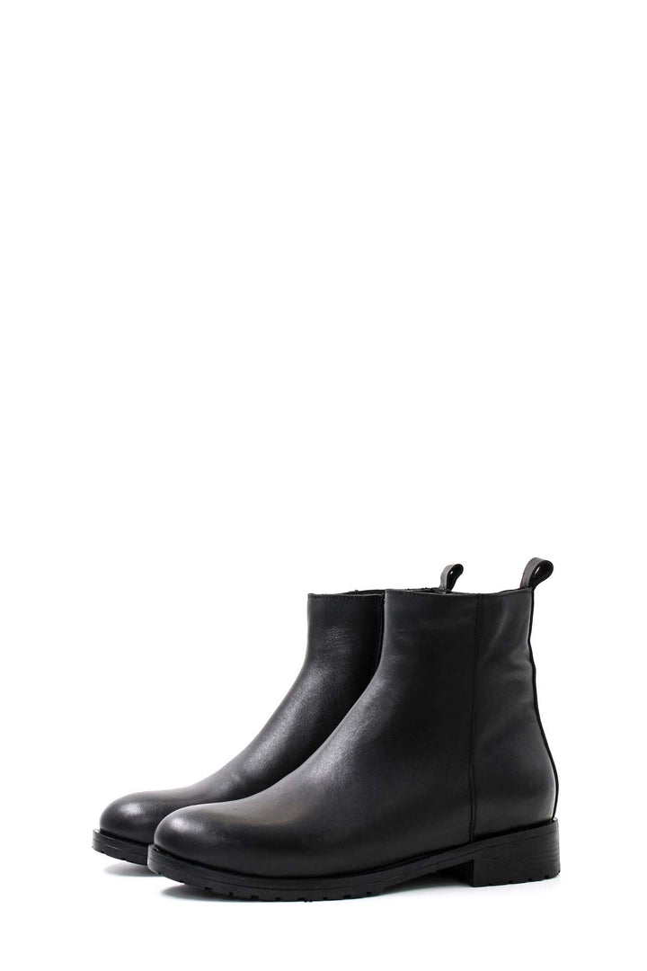 FST Genuine Leather Women's Chunky Heel Boot 010SZA8447 Black - Lower Paxton