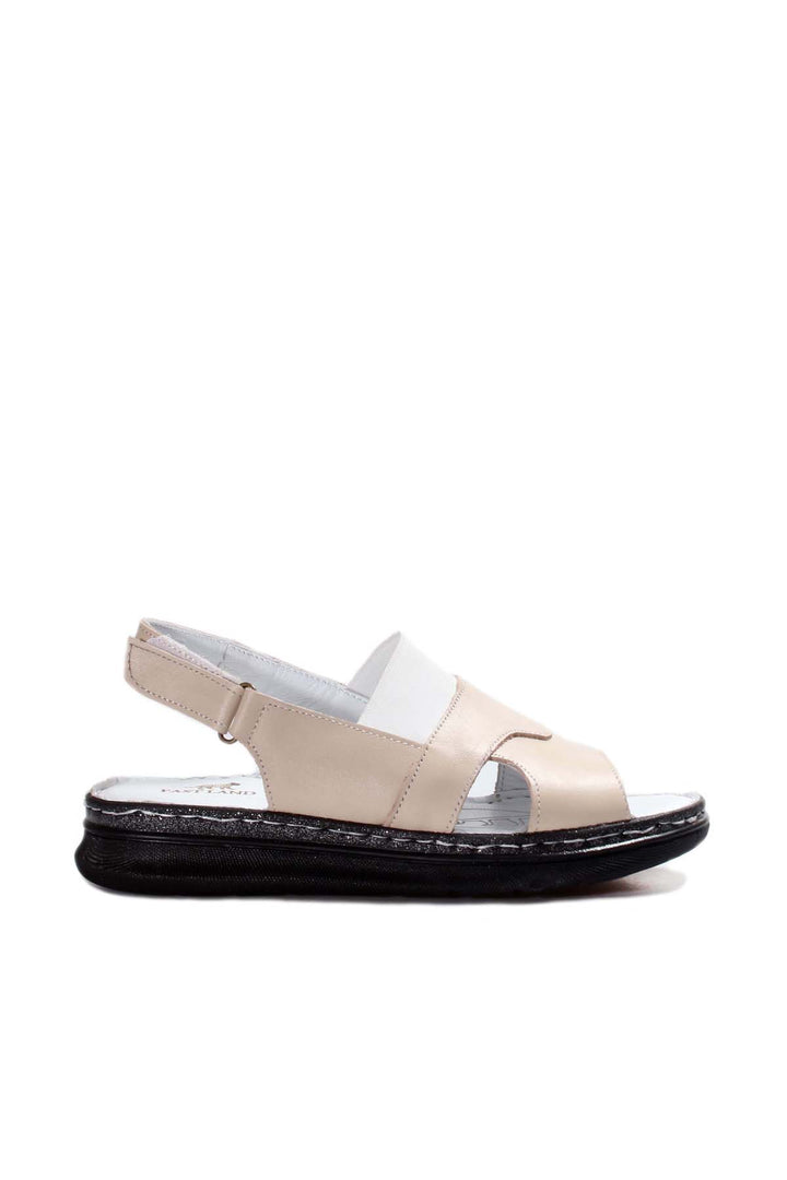 FST Genuine Leather Women's Classic Sandal 593ZA2014 Beige - Guiseley