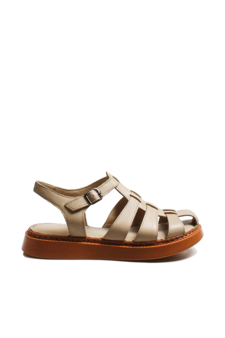 FST Genuine Leather Women's Classic Sandal 621ZA880 Beige - Santurce-Antiguo