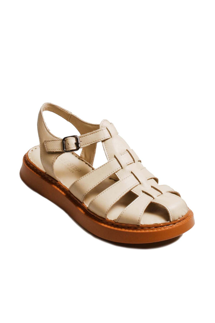 FST Genuine Leather Women's Classic Sandal 621ZA880 Beige - Santurce-Antiguo