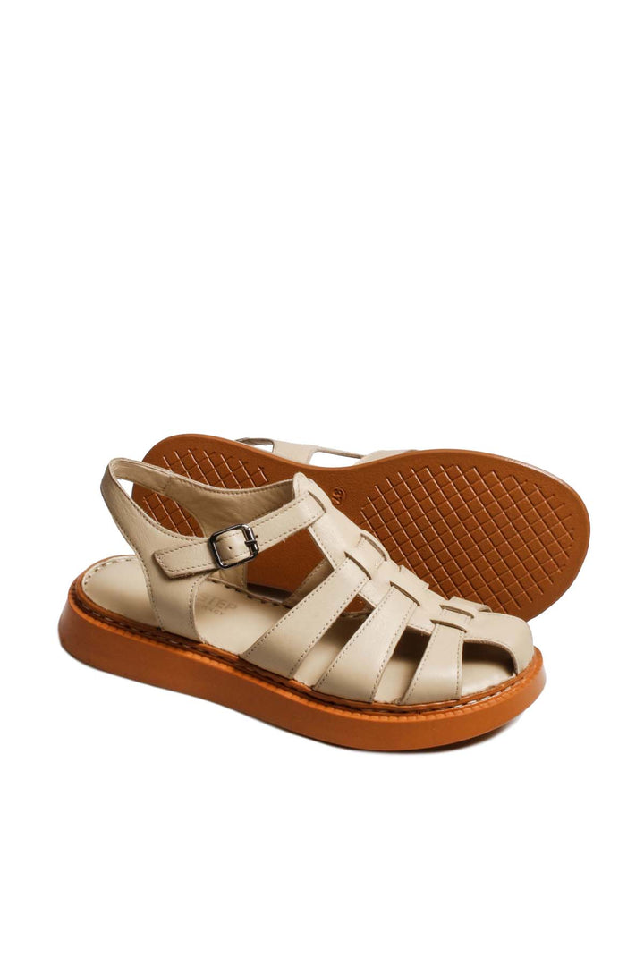 FST Genuine Leather Women's Classic Sandal 621ZA880 Beige - Santurce-Antiguo