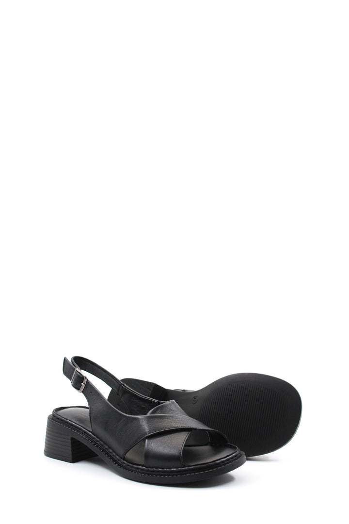 FST Genuine Leather Women's Classic Sandal 621ZA916 Black - Houten