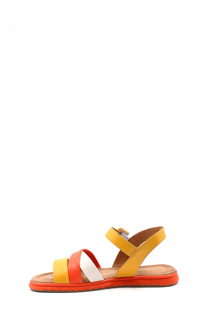 FST Genuine Leather Women's Classic Sandal 657ZA2467 Beige Yellow Orange - Bracknell