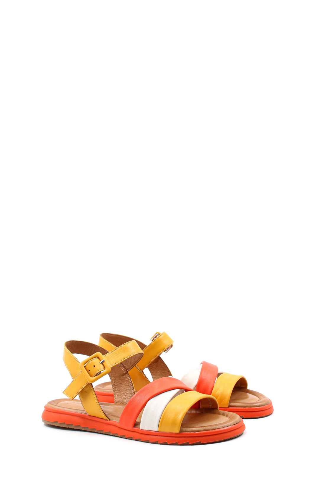 FST Genuine Leather Women's Classic Sandal 657ZA2467 Beige Yellow Orange - Bracknell