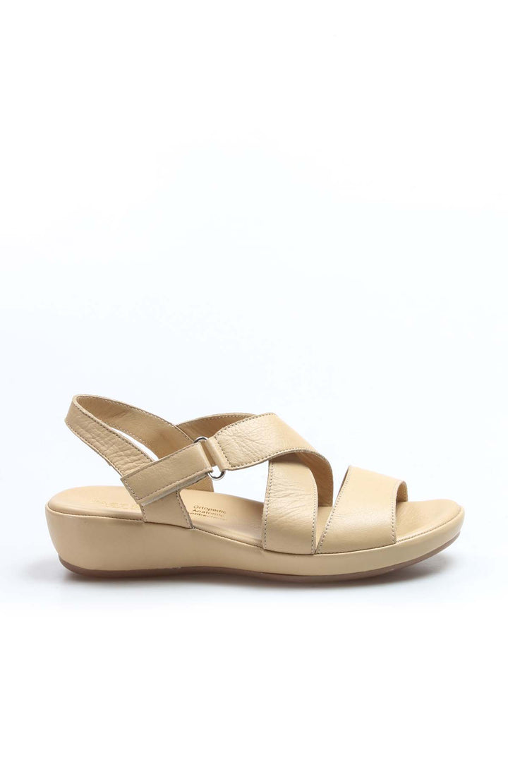 FST Genuine Leather Women's Classic Sandal 864ZAR05 Beige - Coram