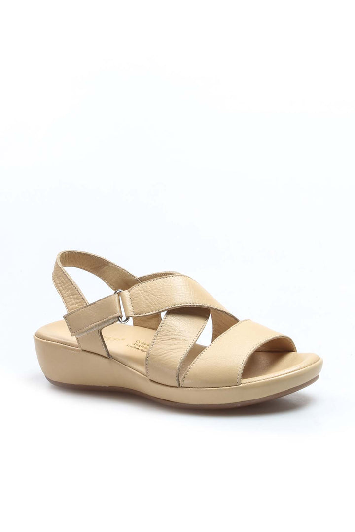 FST Genuine Leather Women's Classic Sandal 864ZAR05 Beige - Coram